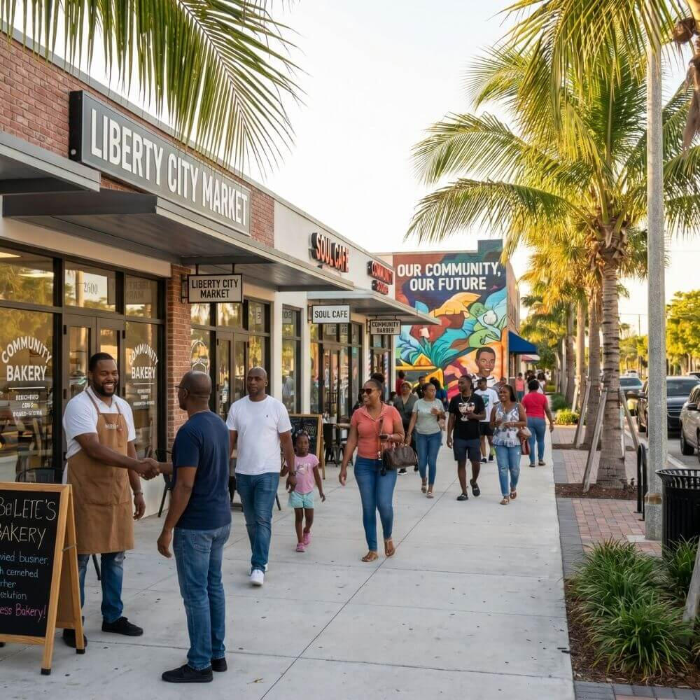 Commercial development initiatives supporting local businesses and economic growth in the Liberty City community
